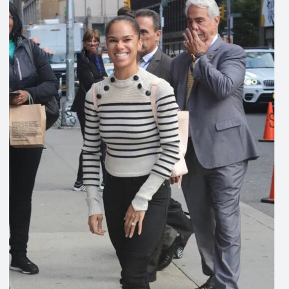 ISABEL MARANT Runway "Hatfield" Stripe Wool Sweater Navy 2025 Misty Copeland - Picture 8 of 9